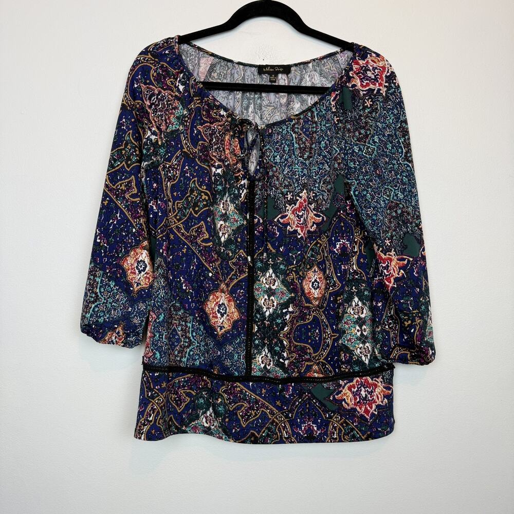 Melissa Paige boho peasant blouse SM summer vacation relaxed